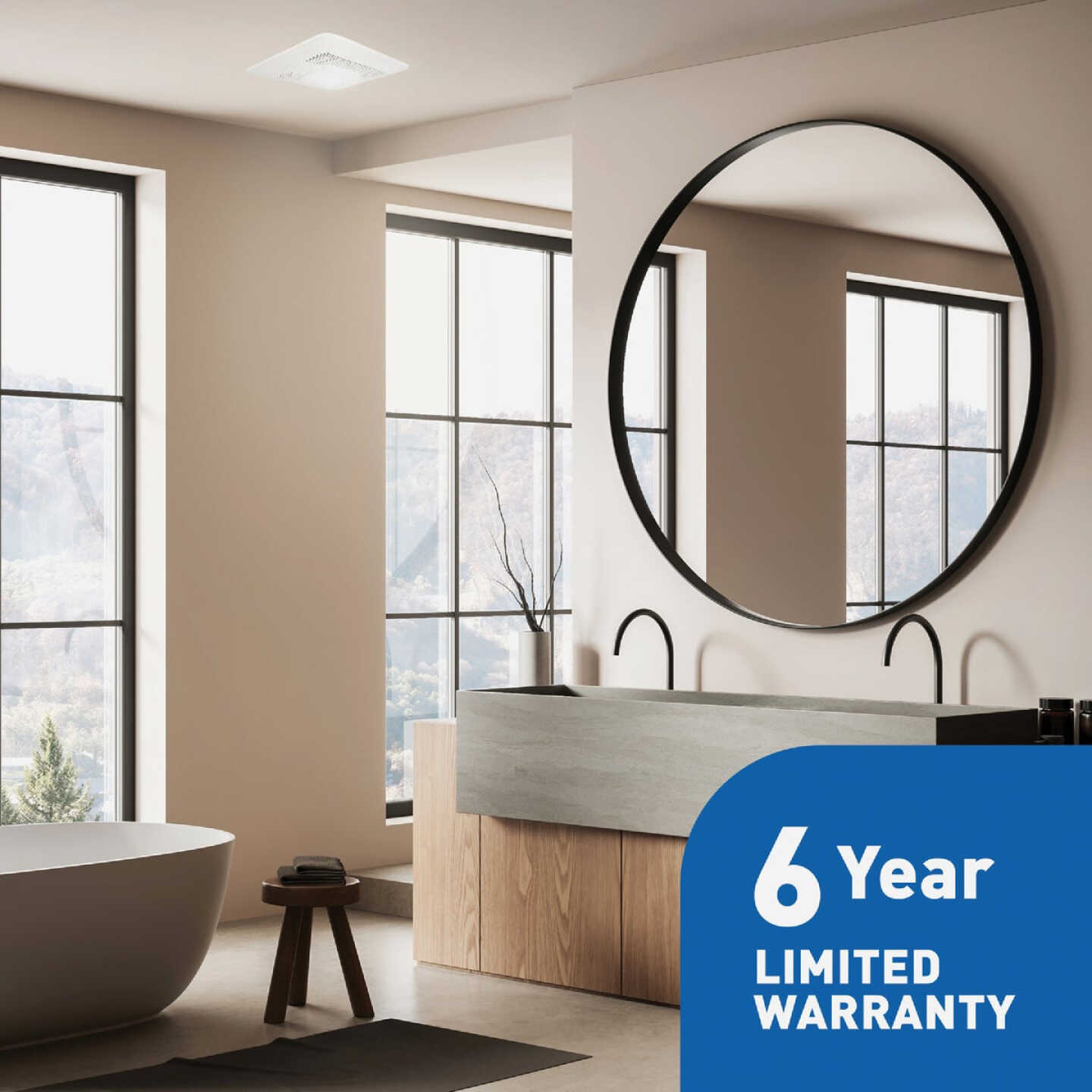 Panasonic Whisper Choice 80/110 CFM 0.3/0.4 Sones 120V Auto Bath Exhaust Fan with LED Light Image 6