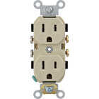 Leviton 15A Ivory Commercial Grade 5-15R Combination Side Back Wire Duplex Outlet Image 1
