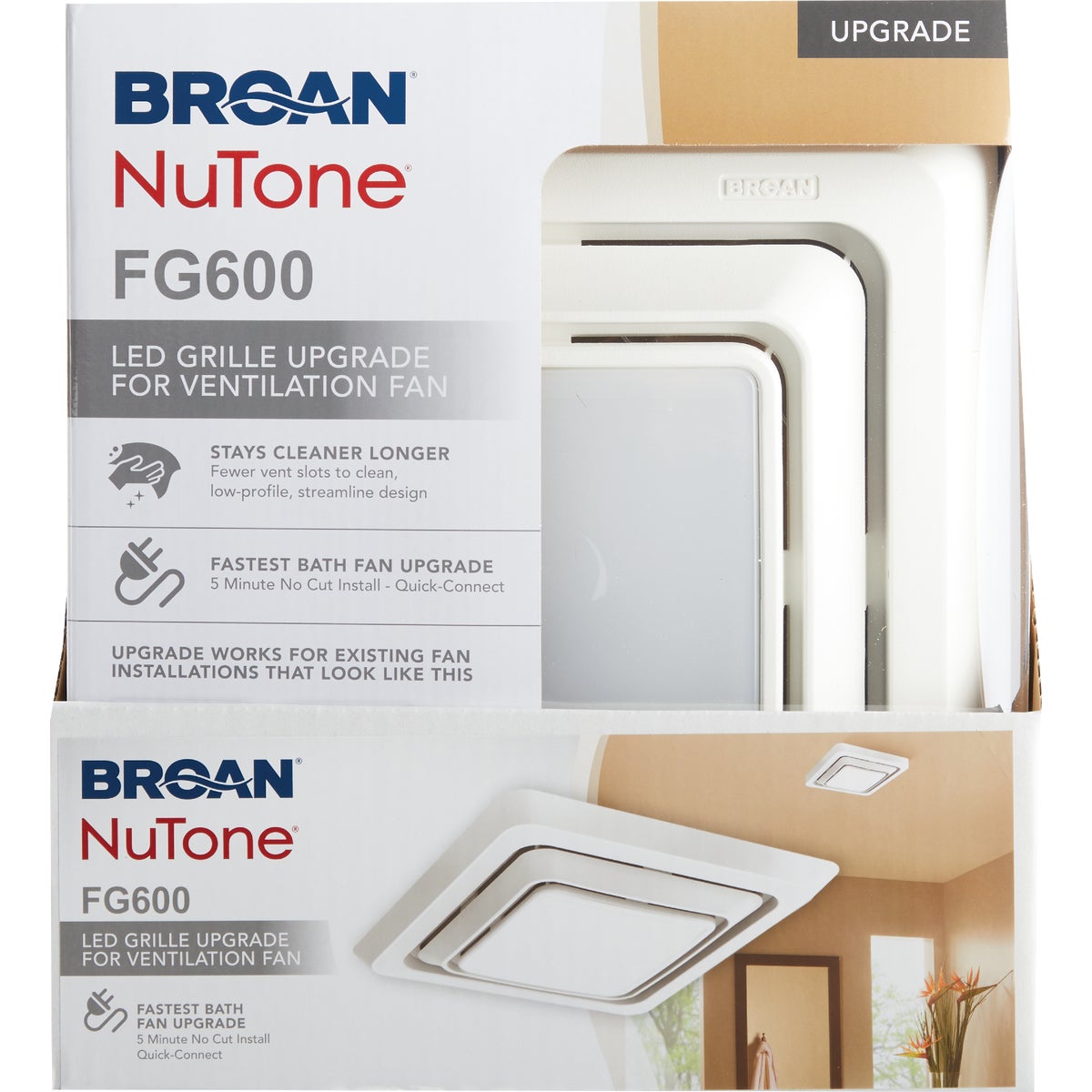Broan-NuTone 9-3/4 In. W. x 11 In. L. White LED Exhaust Fan Replacement Grille Upgrade Image 5