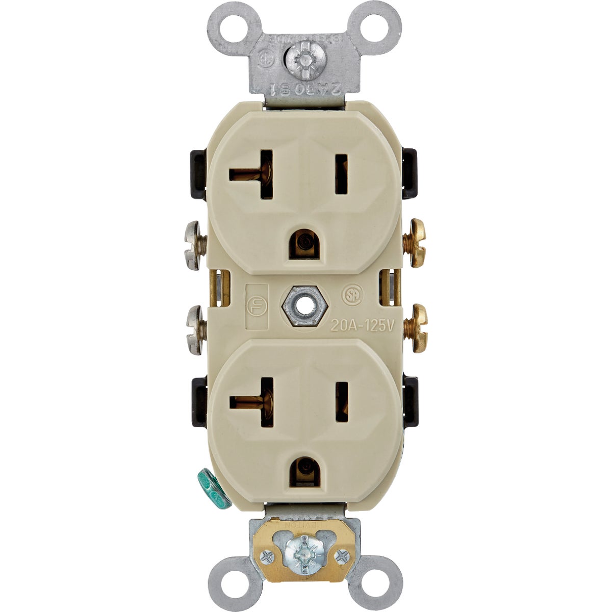 Leviton 20A Ivory Commercial Grade 5-20R Combination Side Back Wire Duplex Outlet