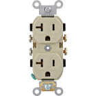 Leviton 20A Ivory Commercial Grade 5-20R Combination Side Back Wire Duplex Outlet Image 1