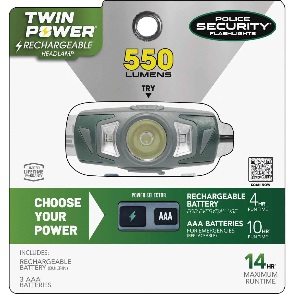Police Security Ryder Twin Power 550 Lm. LED Headlamp Image 2
