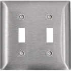 Leviton 2-Gang Stainless Steel Toggle Magnetic C-Series Switch Wall Plate Image 1