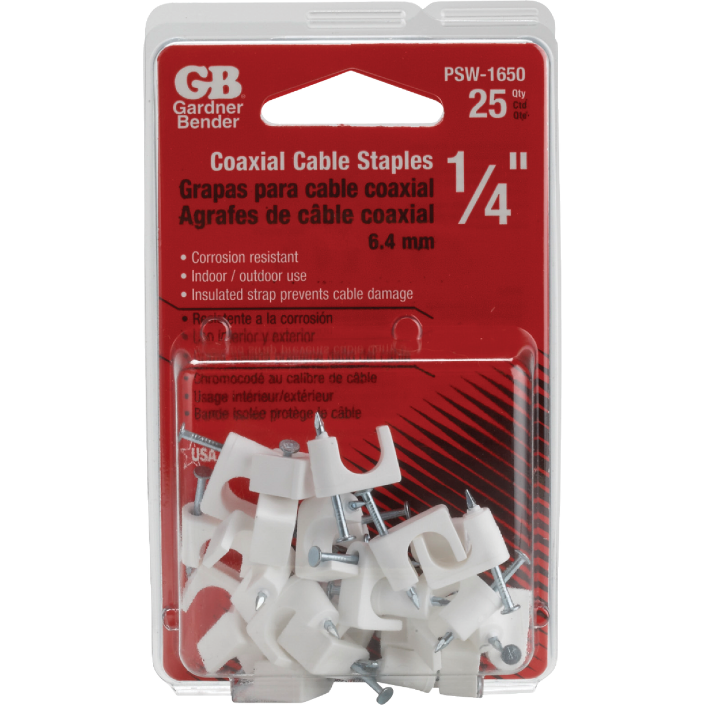 Gardner Bender 1/4 In. Polyethylene White UV Resistant Coaxial Staple (25-Count) Image 2