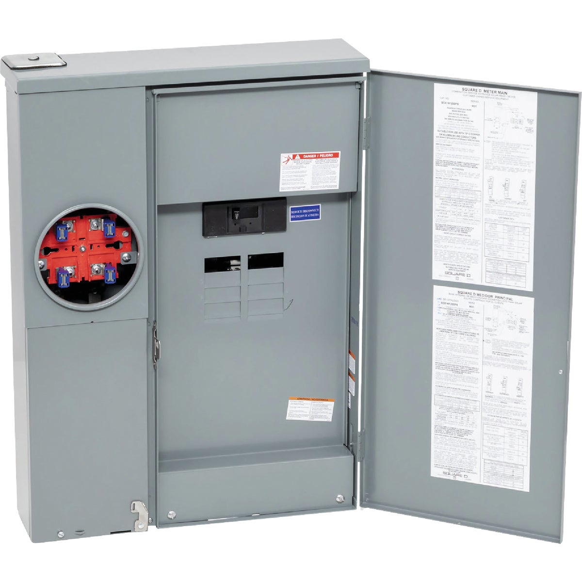 Square D HOM 200A 8-Space 16-Pole Rainproof Plug On Neutral Outdoor Meter Breaker Panel Image 3