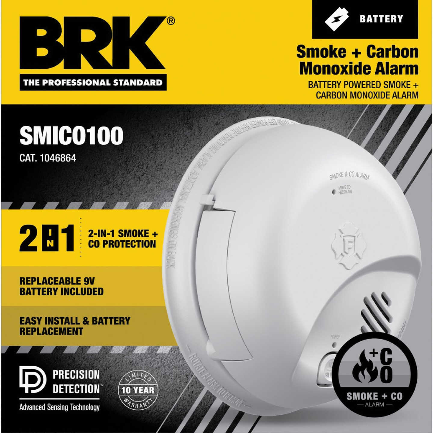 BRK SMICO100 2-in-1 Battery Operated Electrochemical/Ionization Smoke & Carbon Monoxide Alarm Image 1
