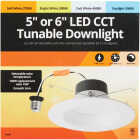 5 In./6 In. Retrofit IC Rated White LED CCT Tunable Downlight with Smooth Trim, 1230 Lm. Image 2
