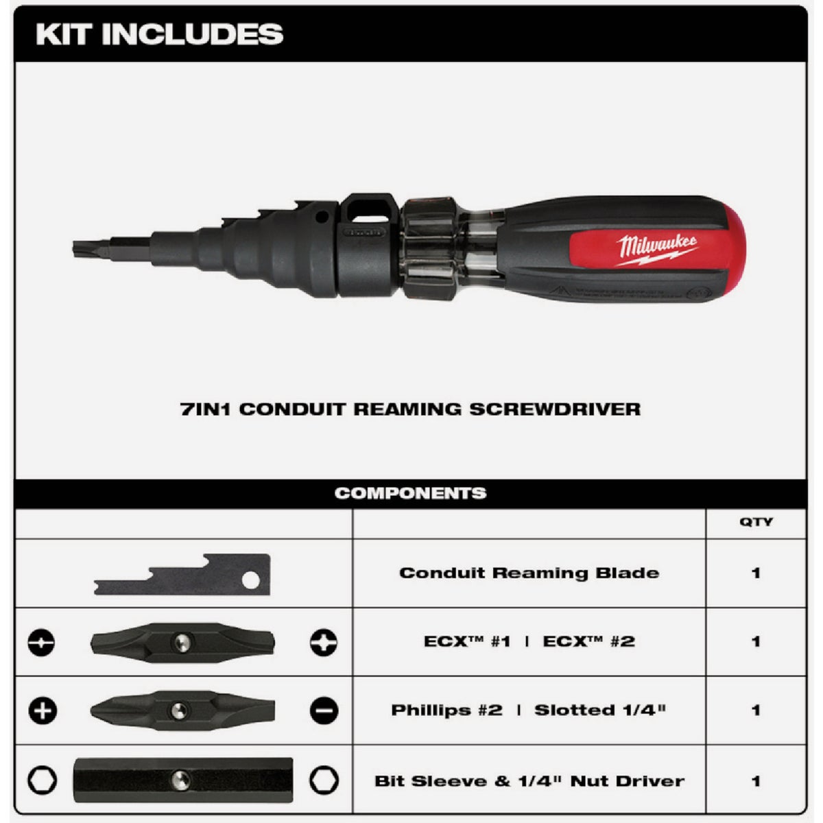 Milwaukee 7-In-1 Conduit Reamer with ECX Bit Image 3