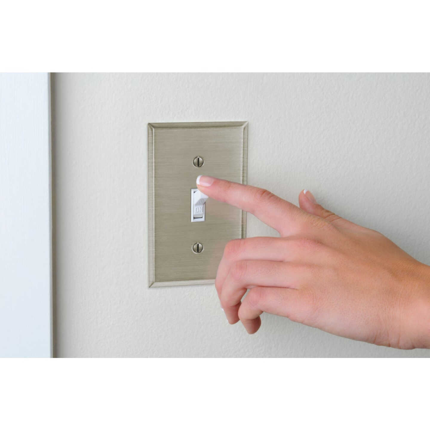 Amerelle 1-Gang Stamped Steel Toggle Switch Wall Plate, Brushed Nickel Image 2