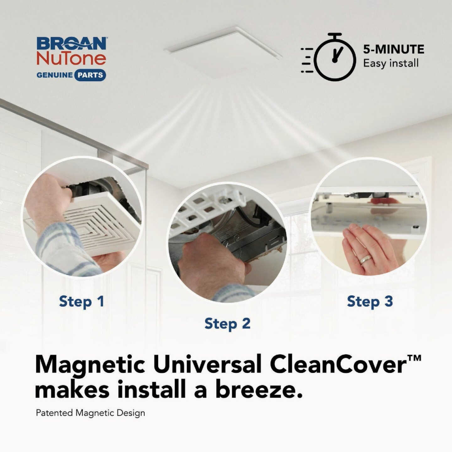 Broan-NuTone CleanCover 13 In. x 13 In. Magnetic Universal Bath Exhaust Fan Grille Image 3