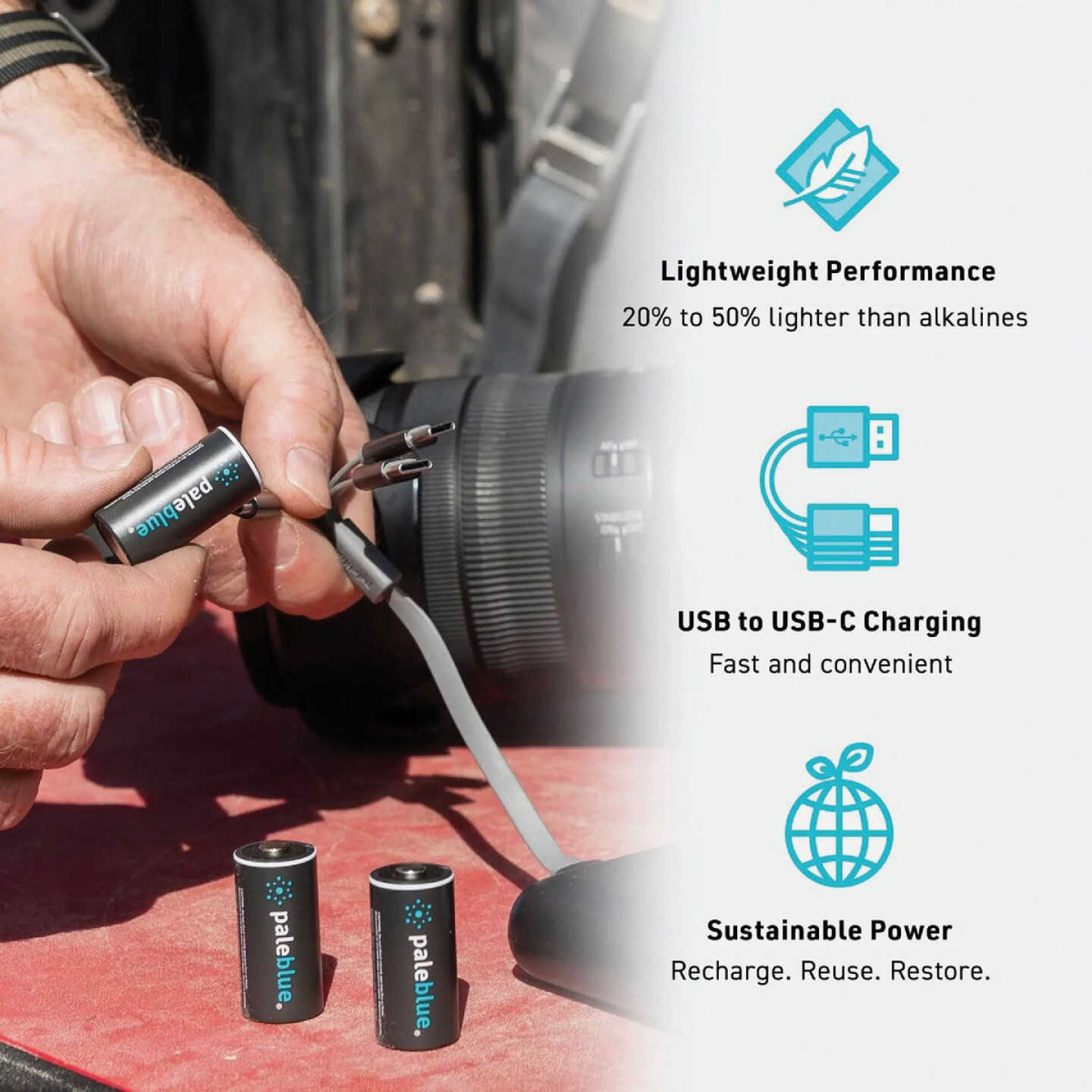 Paleblue CR123A Lithium-Ion Rechargeable Battery (4-Pack) Image 3