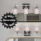 Canarm Lyndi 3-Light Brushed Nickel Vanity Bath Light Fixture, Etched Glass Image 5
