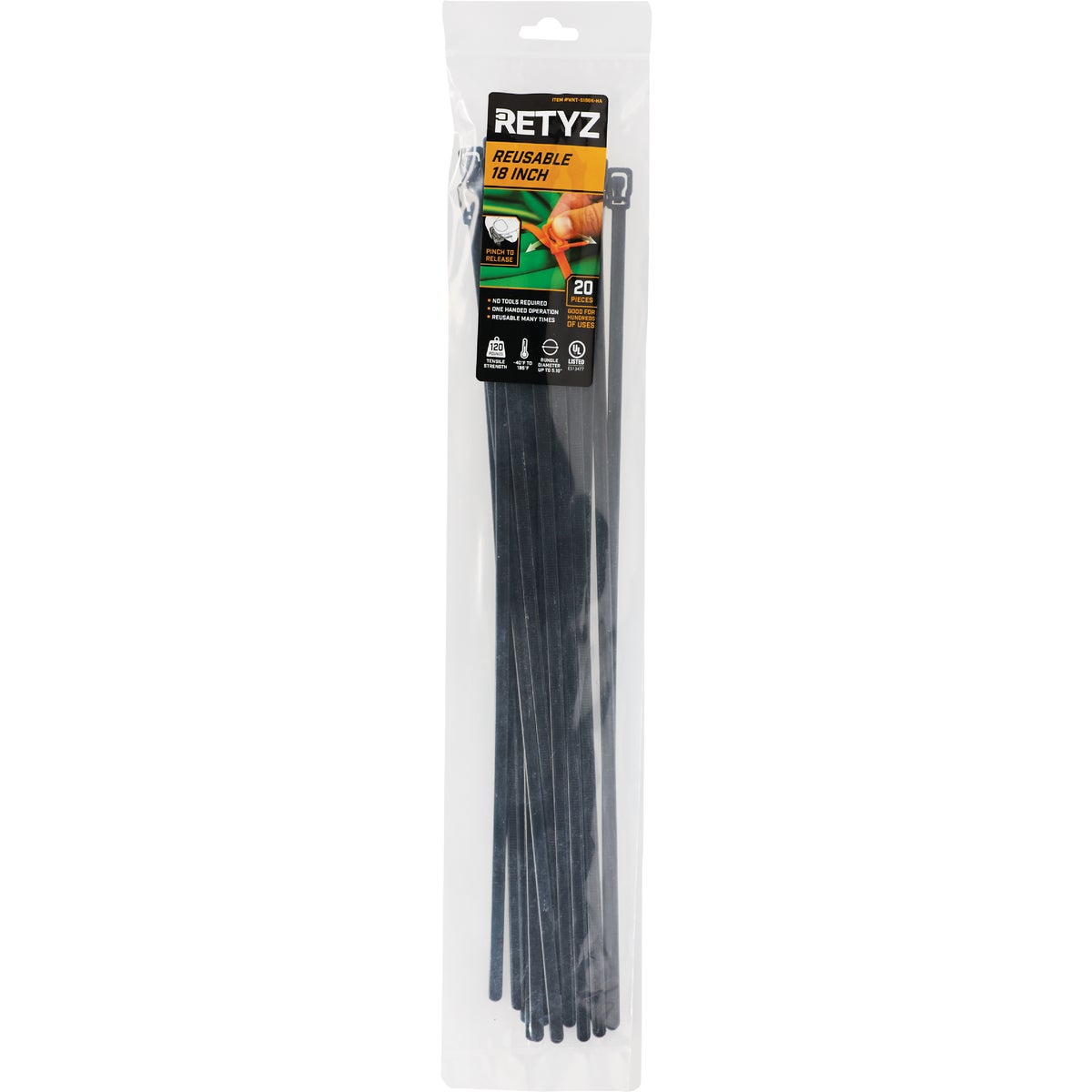 RETYZ WorkTie 18 In. Black Releasable Tie (20-Pack) Image 2