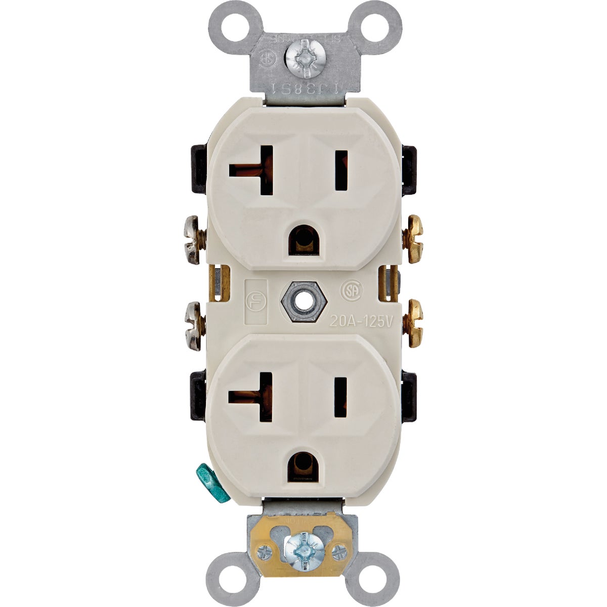 Leviton 20A Light Almond Commercial Grade 5-20R Combination Side Back Wire Duplex Outlet