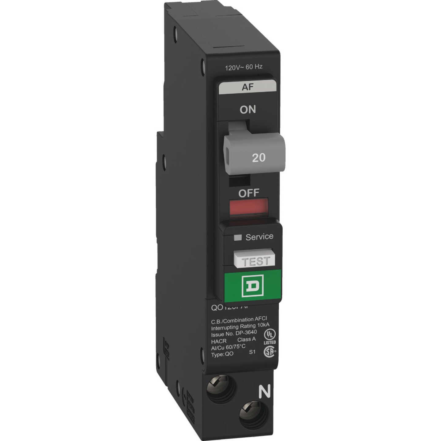 Square D QO 20A Single-Pole CAFCI Mini Dual Function Circuit Breaker Image 7