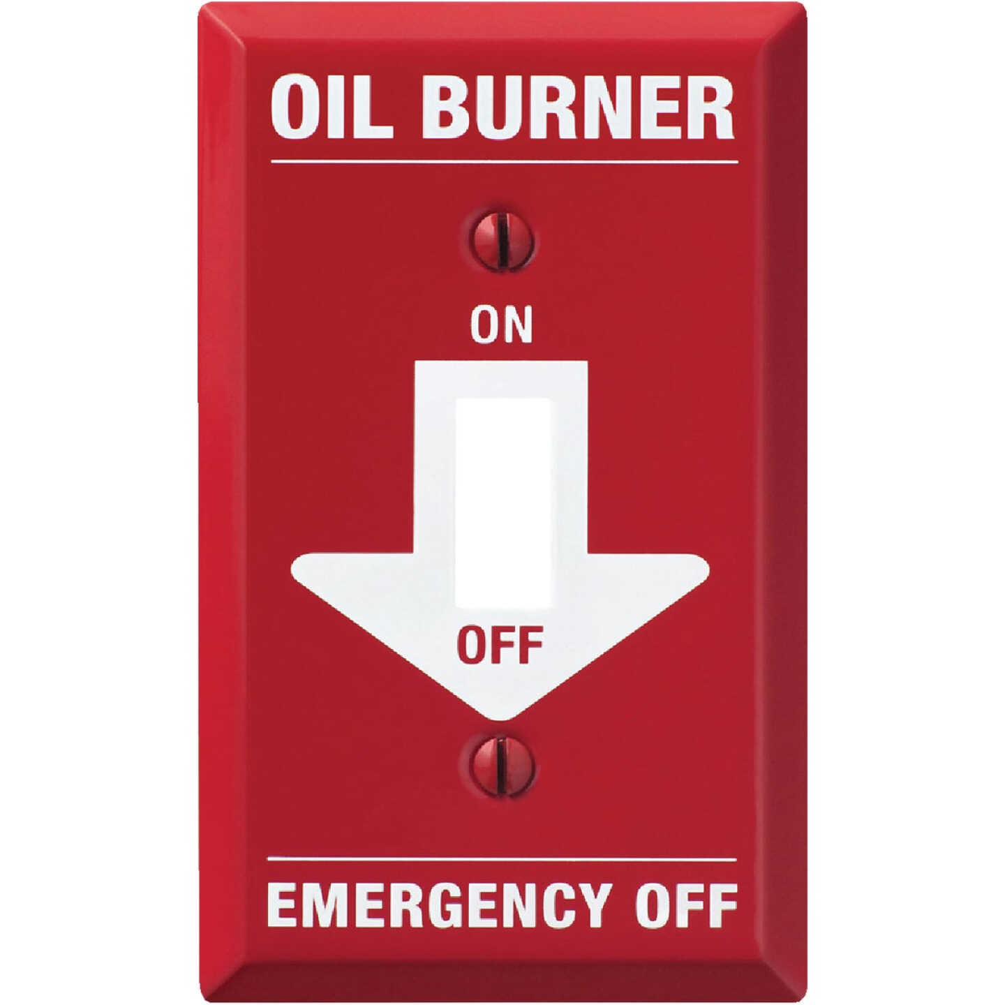 Amerelle PRO 1-Gang Red Stamped Steel Emergency Oil Burner Toggle Switch Wall Plate Image 1