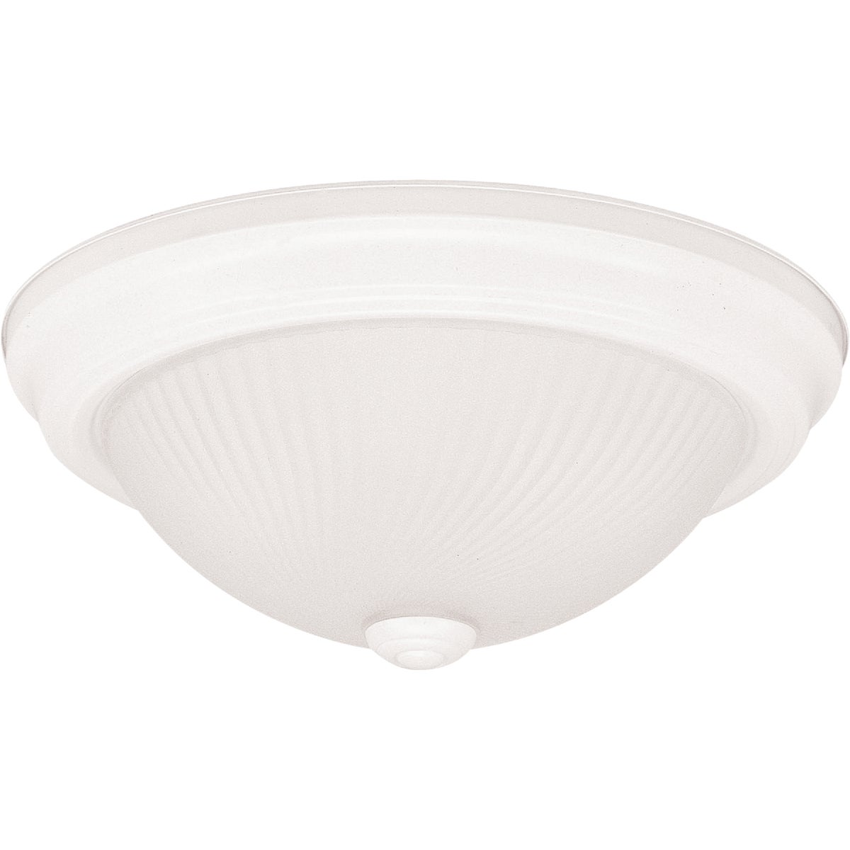 Canarm 13 In. White Incandescent Flush Mount Ceiling Light Fixture with Frosted Swirl Glass Image 1