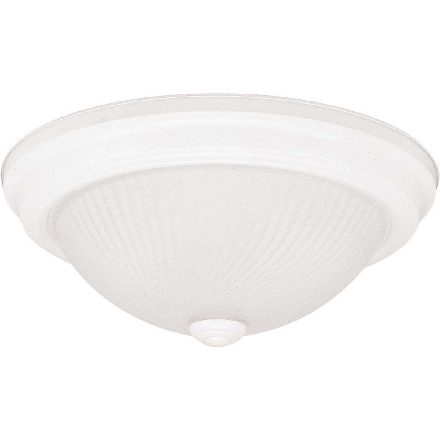 Canarm 13 In. White Incandescent Flush Mount Ceiling Light Fixture with Frosted Swirl Glass Image 1