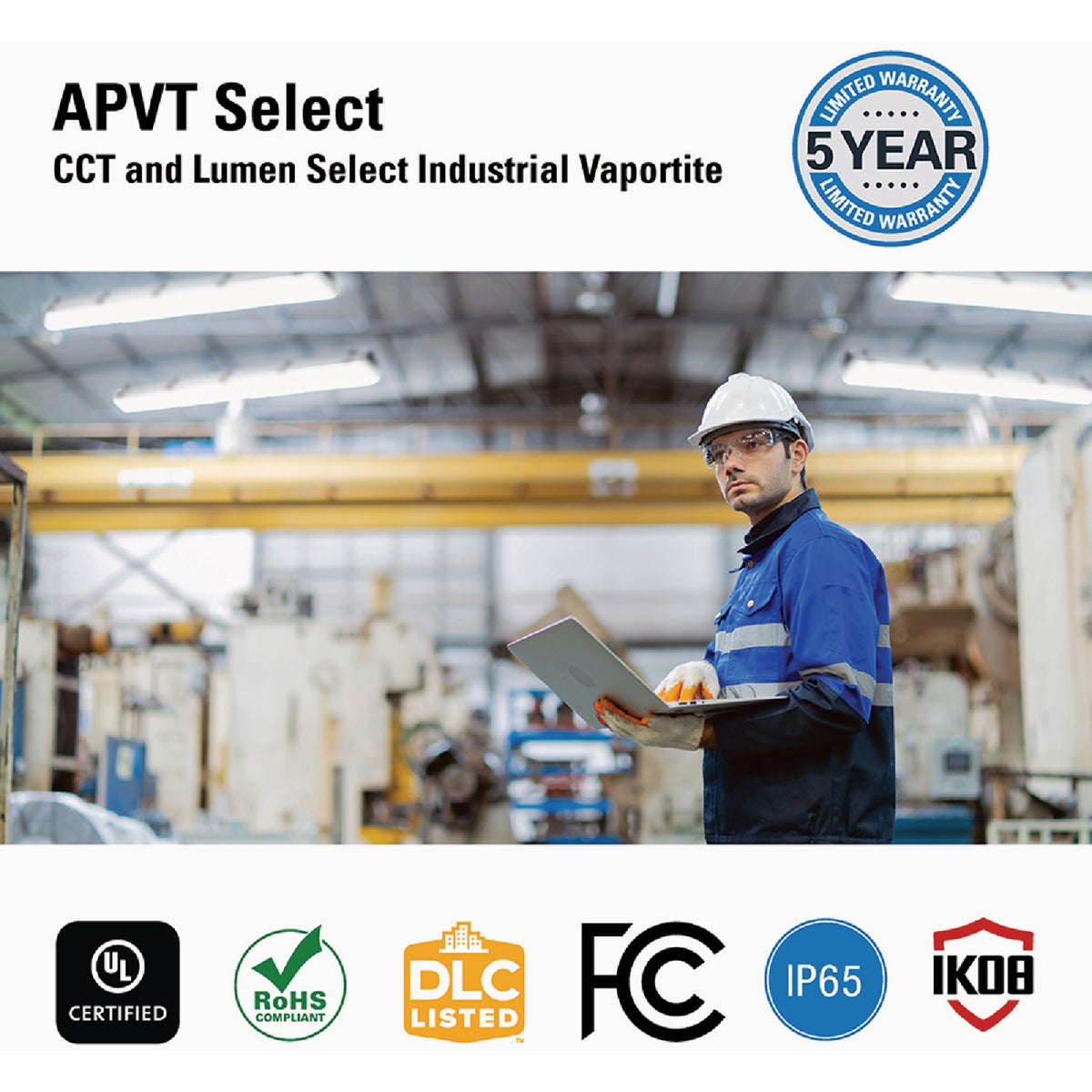 Metalux 4 Ft. LED Industrial Vaportite Strip Light Ceiling Fixture Selectable CCT & Lumens Image 3