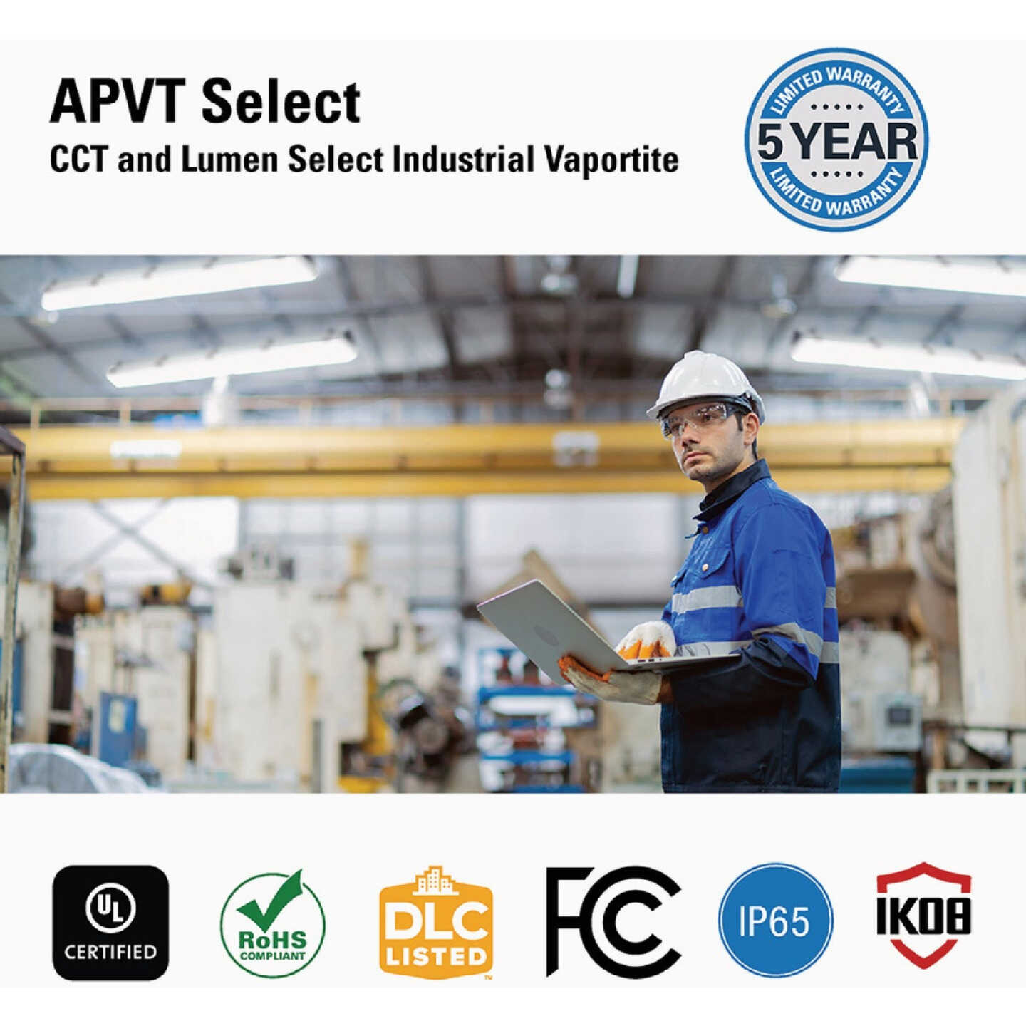 Metalux 4 Ft. LED Industrial Vaportite Strip Light Ceiling Fixture Selectable CCT & Lumens Image 3