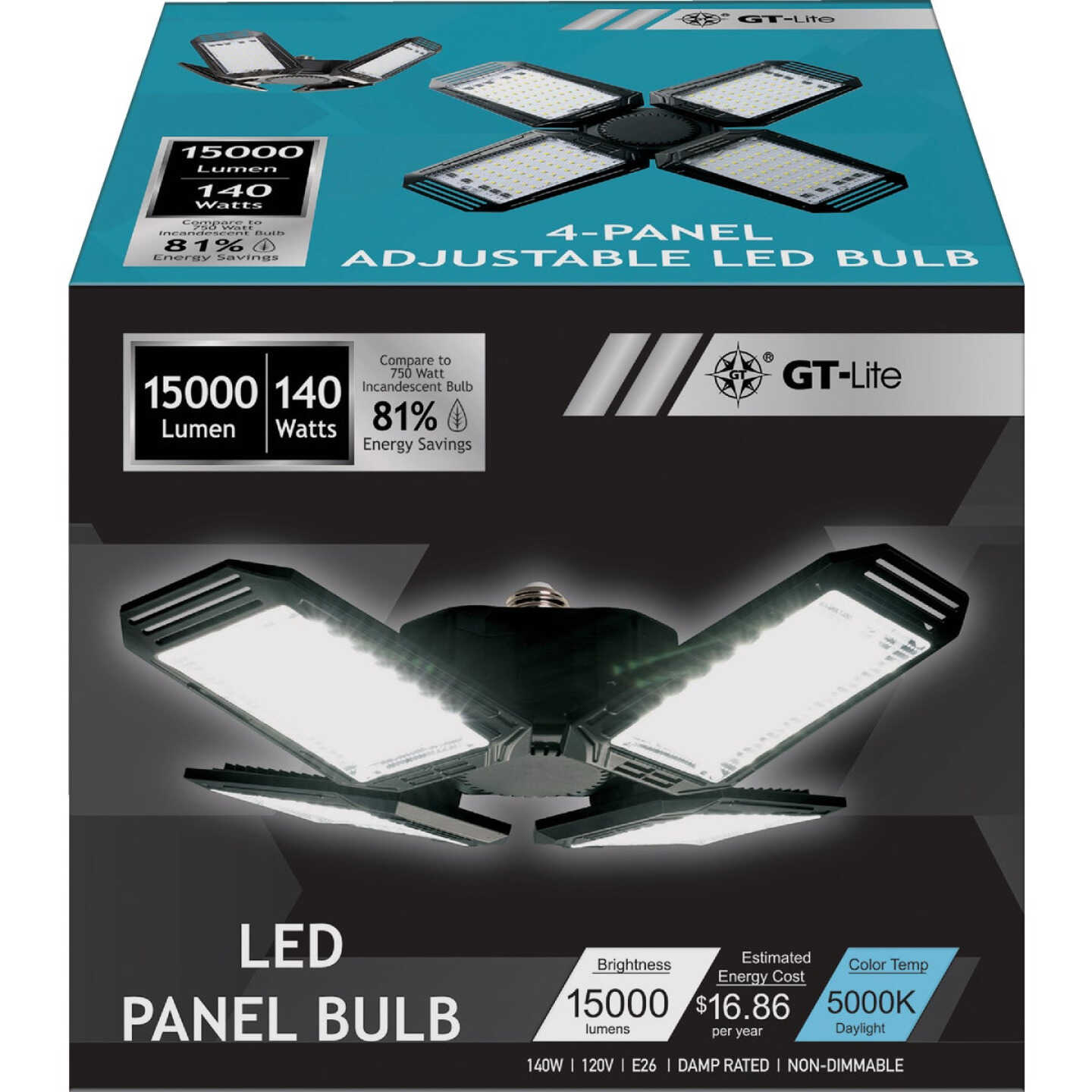 GT-Lite 750W Equivalent Clear 4-Panel Medium Base LED High-Intensity Replacement Light Bulb Image 2