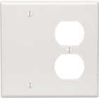 Leviton 2-Gang Thermoset Plastic Blank/Duplex Receptacle Wall Plate, White Image 1