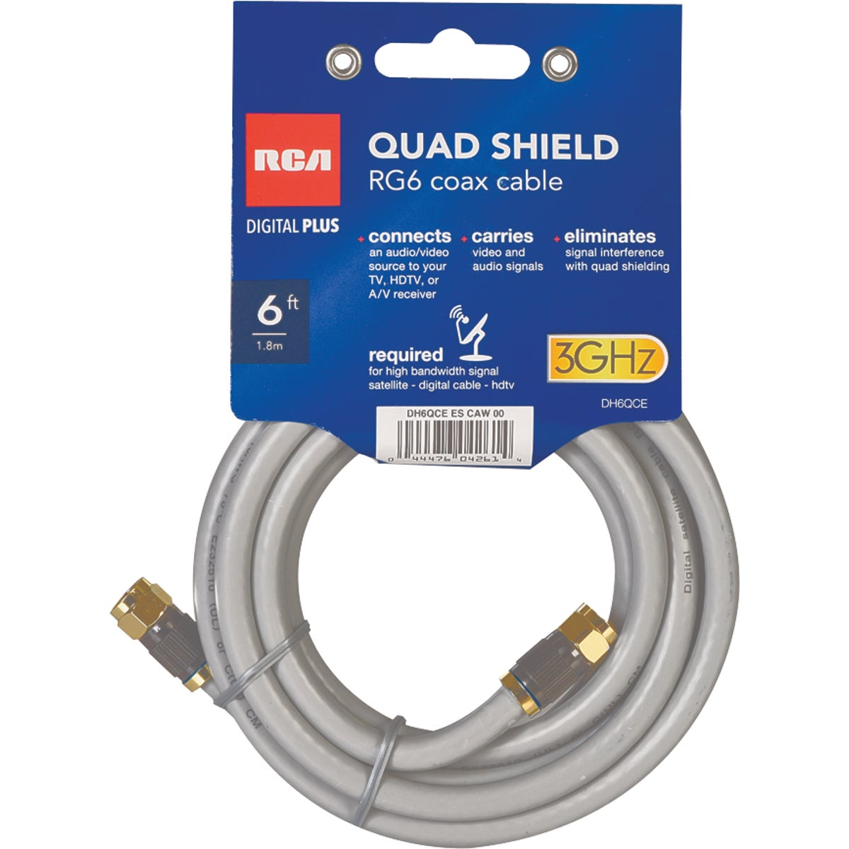 RCA 6 Ft. Gray Digital Plus Quad RG6 Coaxial Cable