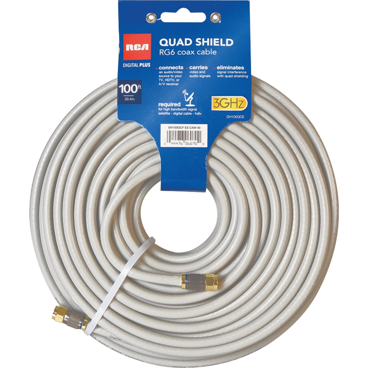 RCA 100 Ft. White RG6U Quad Shield Coaxial Cable