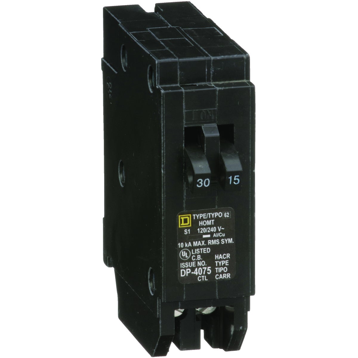 Square D Homeline 30A/15A Twin Single-Pole Standard Trip Tandem Circuit Breaker