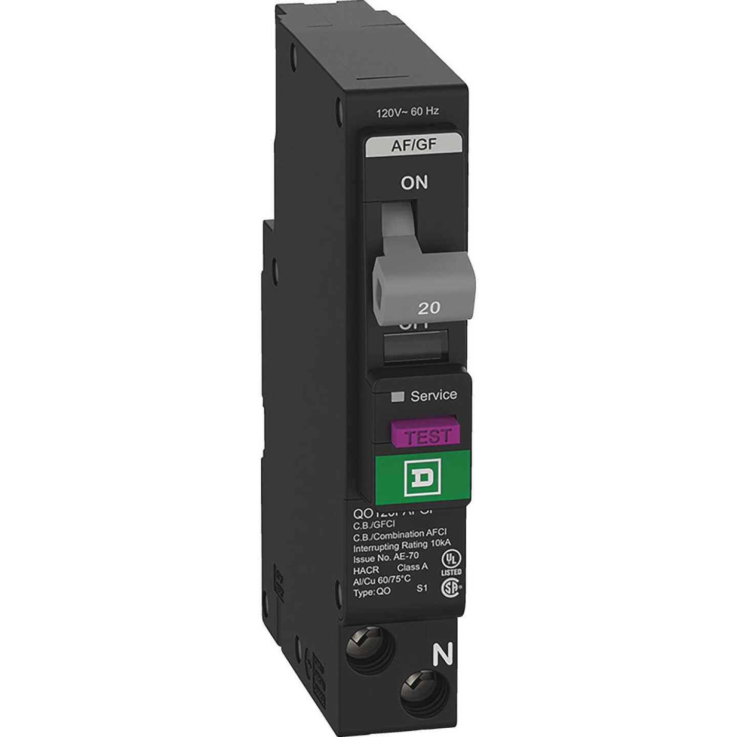 Square D QO 20A Single-Pole Dual Function Circuit Breaker Image 1