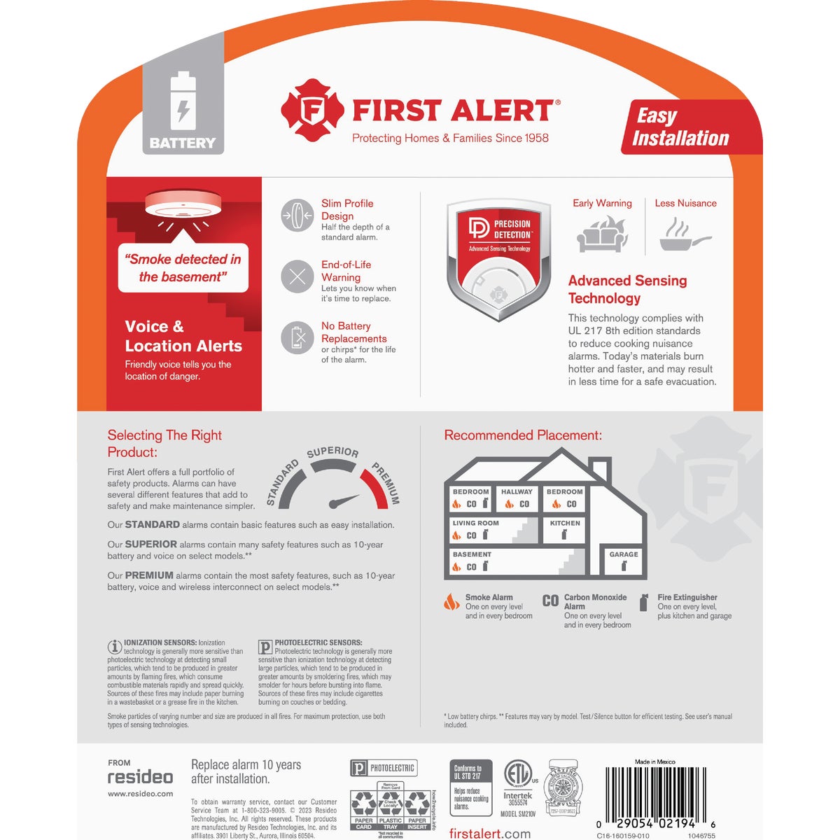 First Alert SM210V 10-Year Battery Photoelectric Smoke Alarm with Voice Alerts Image 2