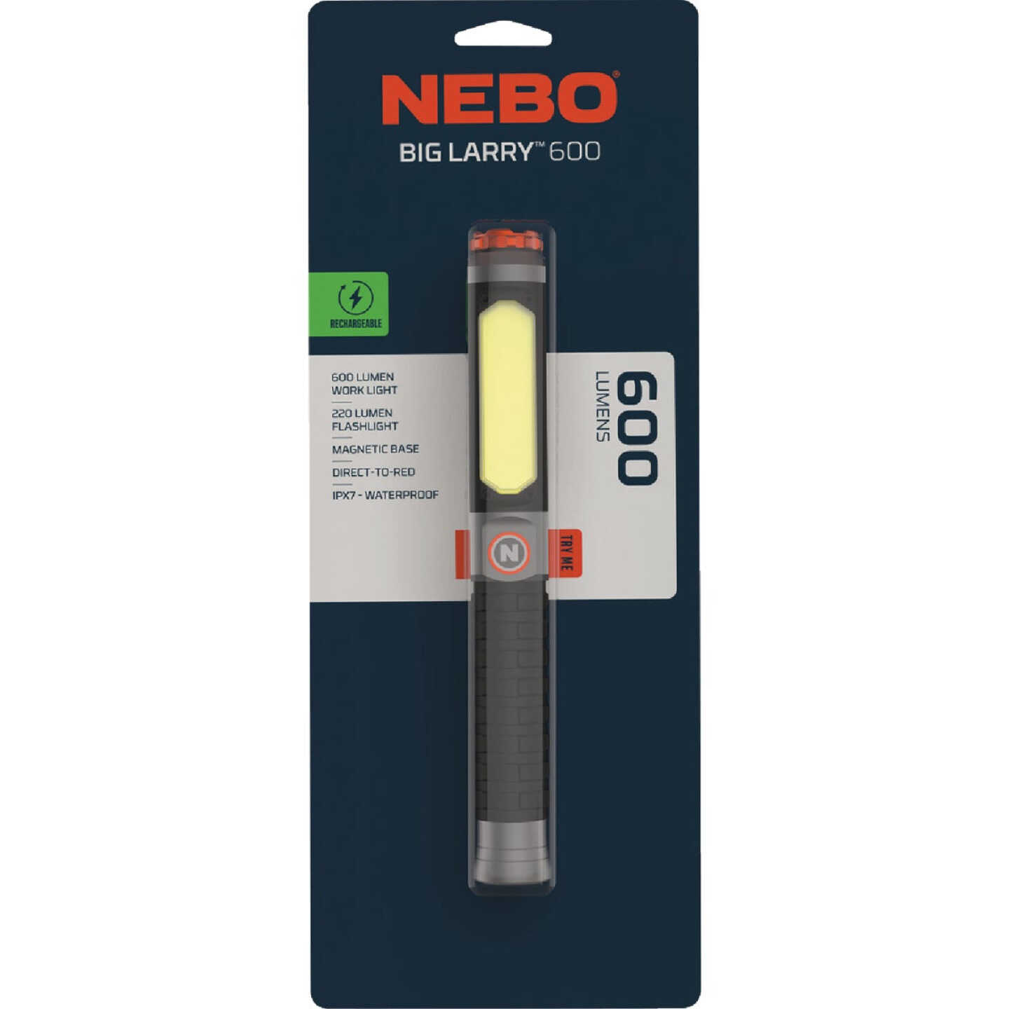 Nebo Big Larry Rechargeable 600 Lm. Flashlight & Worklight Combo Image 2