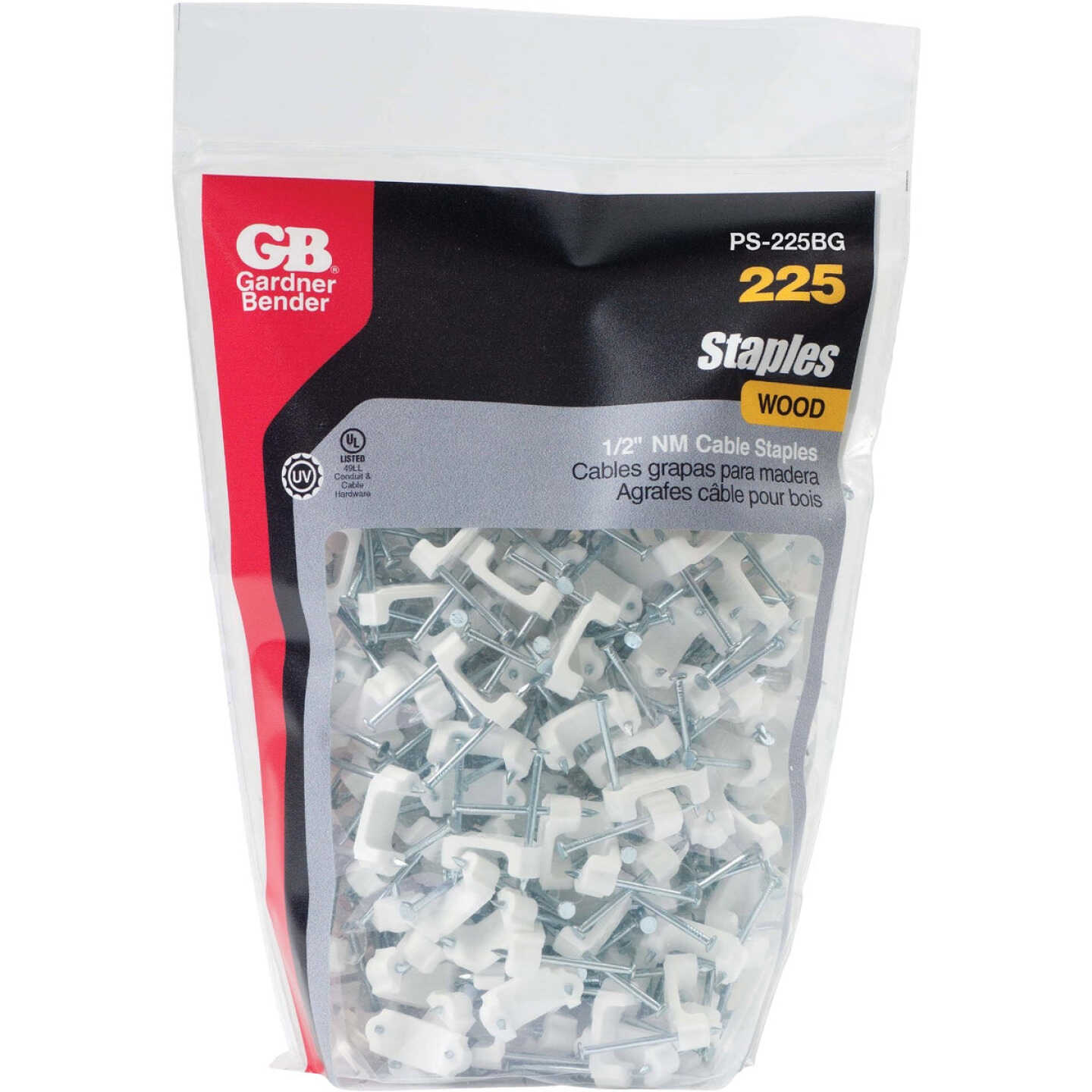 Gardner Bender 1/2 In. x 3/8 In. Polyethylene Cable Staple (225-Count) Image 1