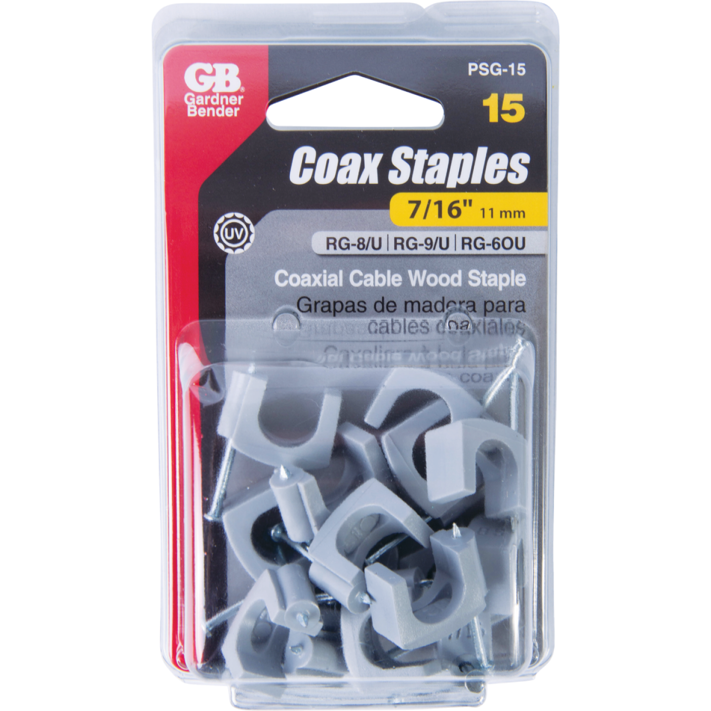 Gardner Bender 7/16 In. Polyethylene Gray UV Resistant Coaxial Staple (15-Count) Image 1