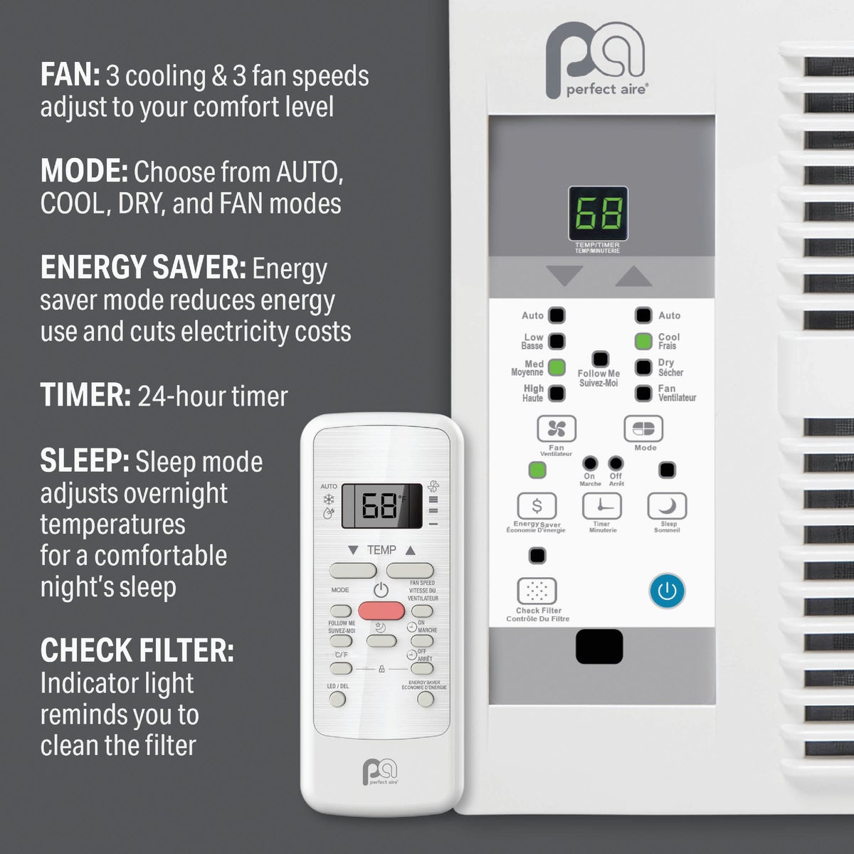 Perfect Aire 12,000 BTU 550 Sq. Ft. Window Air Conditioner with Remote Control Image 2
