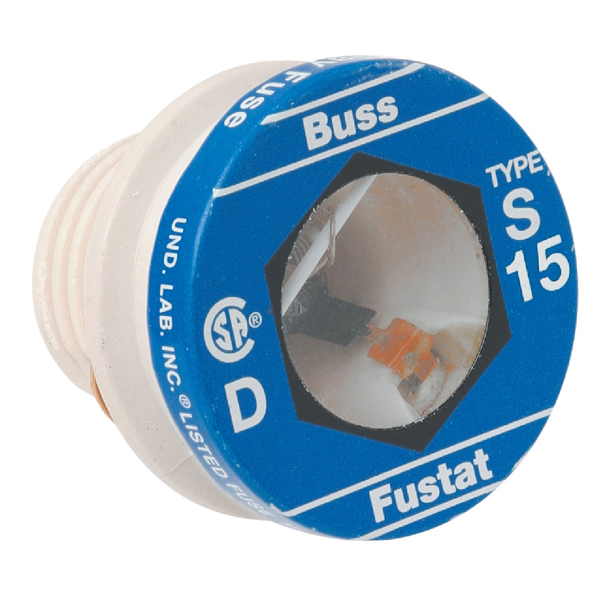 Bussmann 15A S Time-Delay Plug Fuse (4-Pack) Image 1