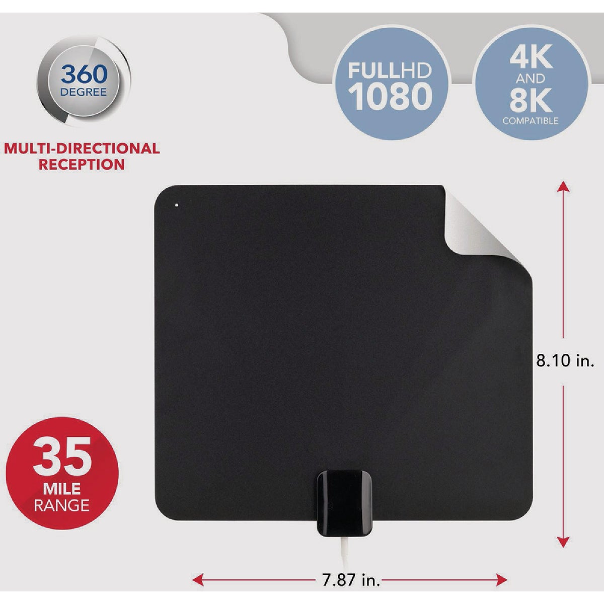 RCA Amplified Ultra-Thin Multi-Directional Indoor HDTV Antenna Image 3
