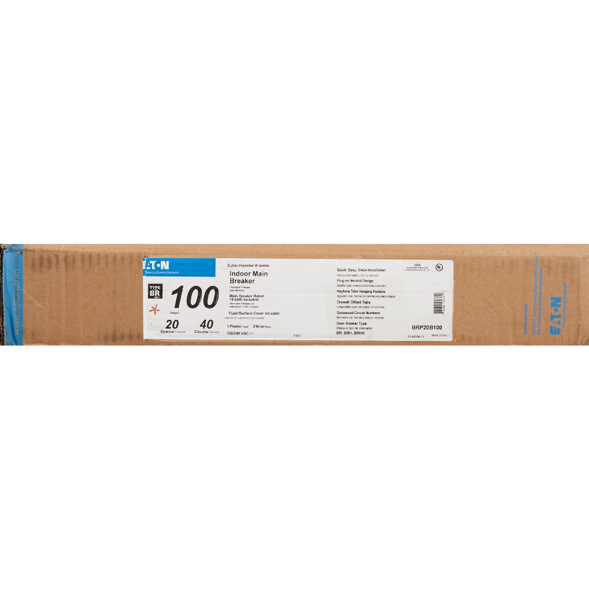 Eaton BR 100A 20-Space 40-Circuit Indoor Plug-On Neutral Load Center Image 2