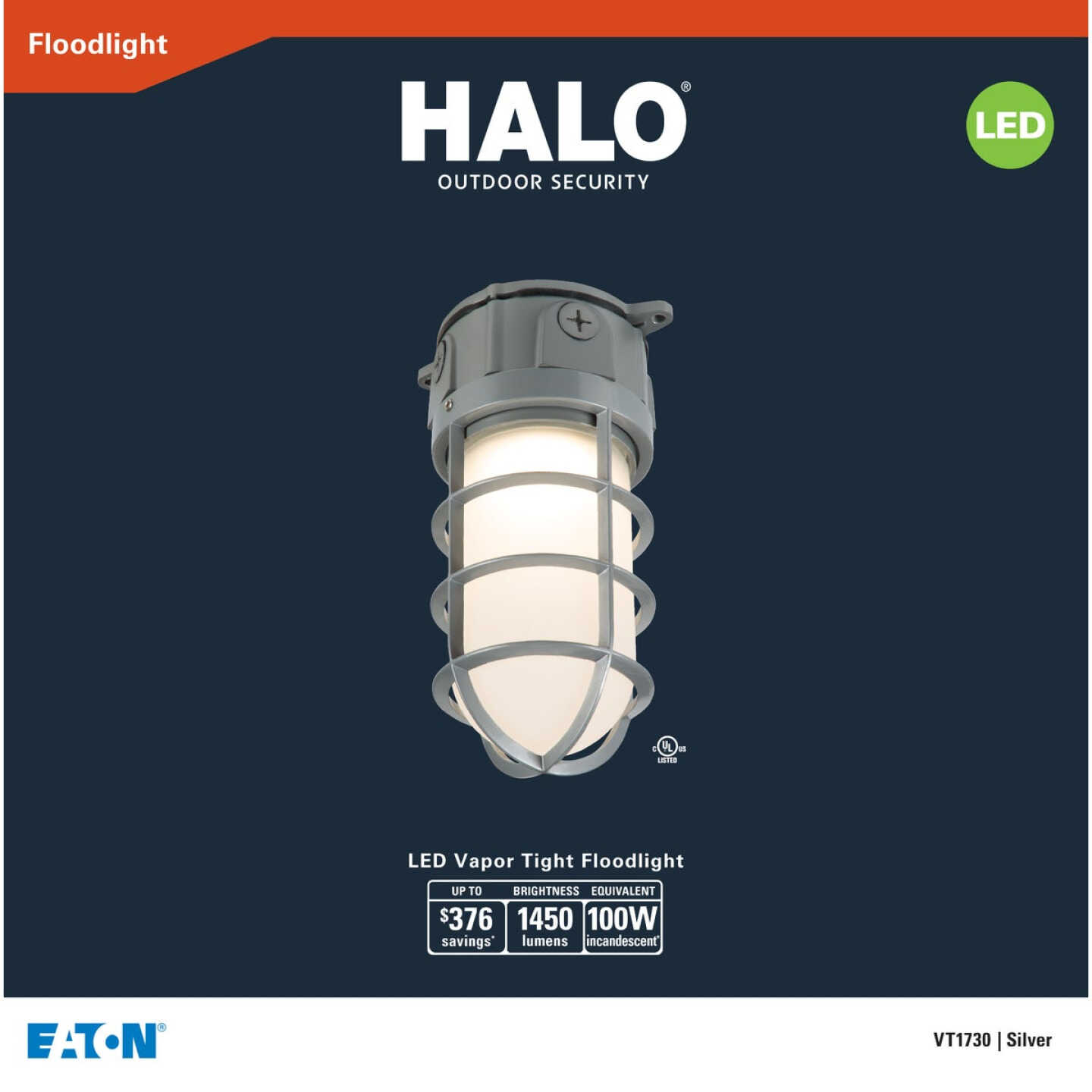 Halo 17.7W LED Vapor Tight Gray Barn Light Fixture Image 2