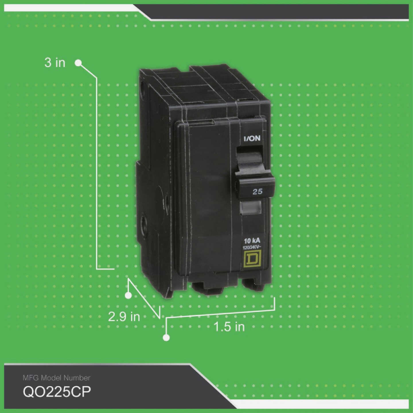 Square D QO 25A Double-Pole Standard Trip Circuit Breaker Image 2