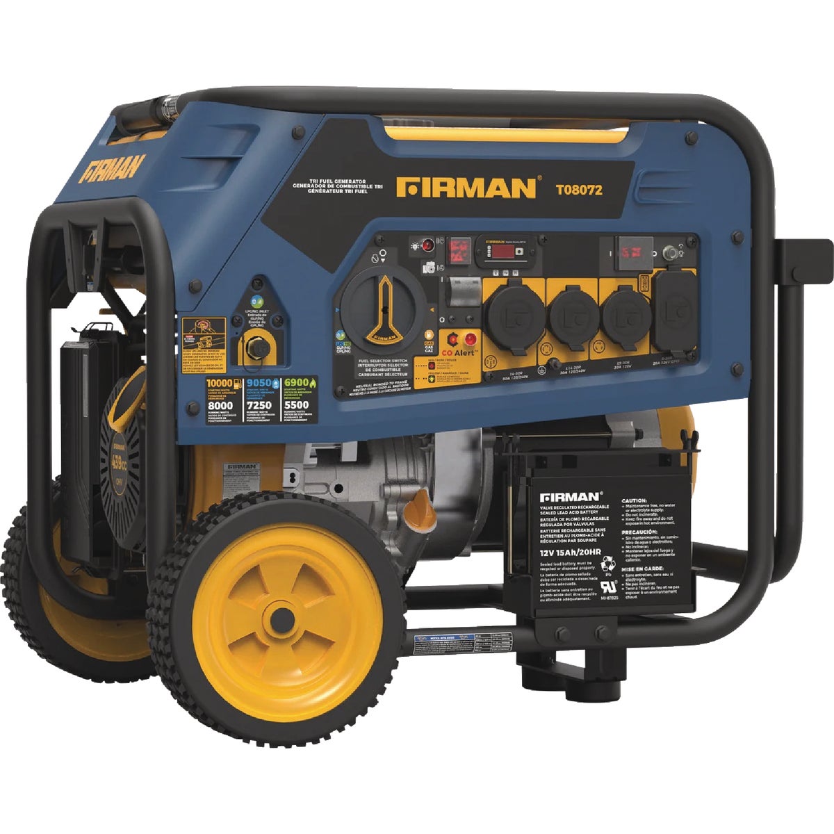 Firman Tri Fuel 8000W Portable Generator Electric Start 120/240V with CO Alert