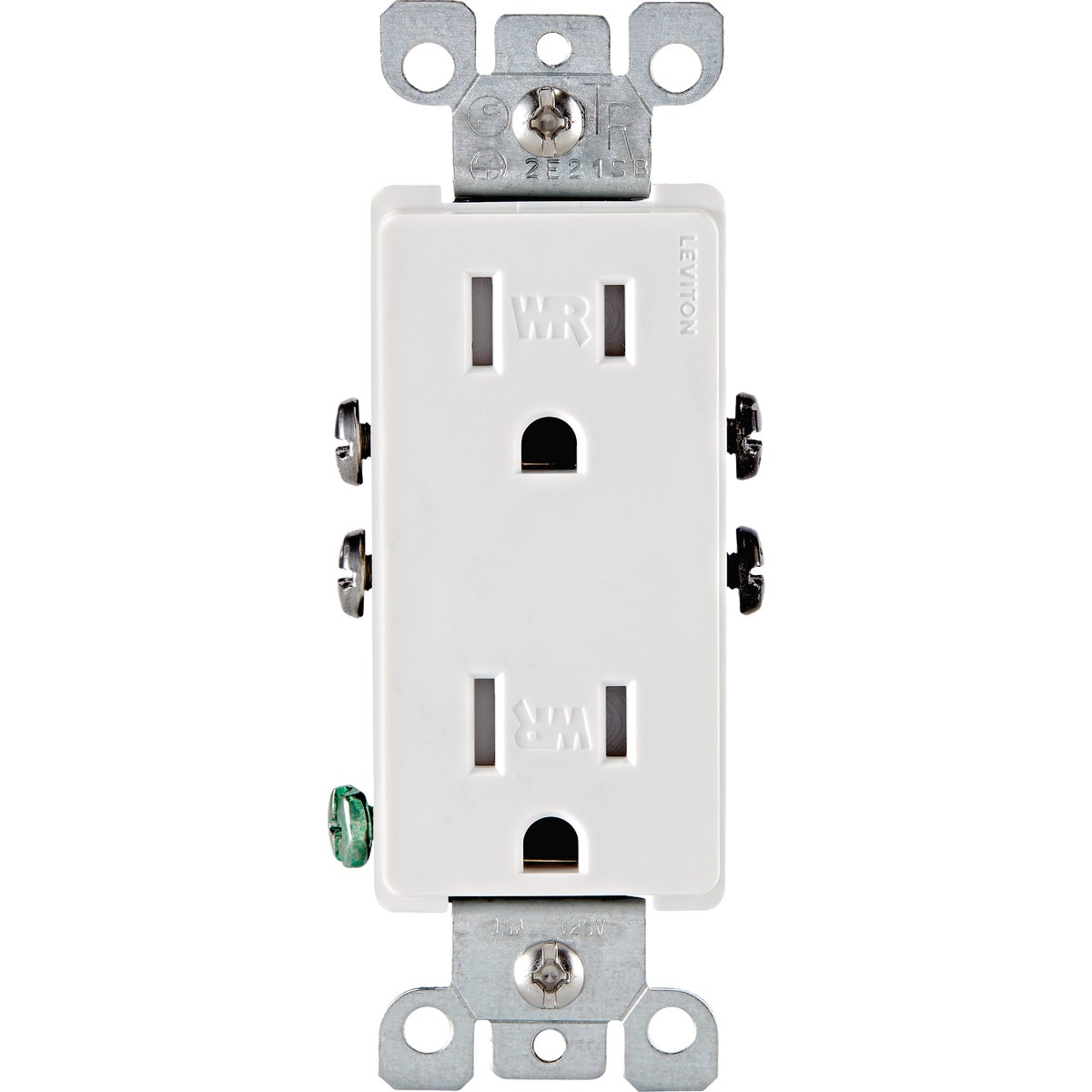 Leviton Decora 15A White Residential Grade 5-15R Weather & Tamper Resistant Duplex Outlet