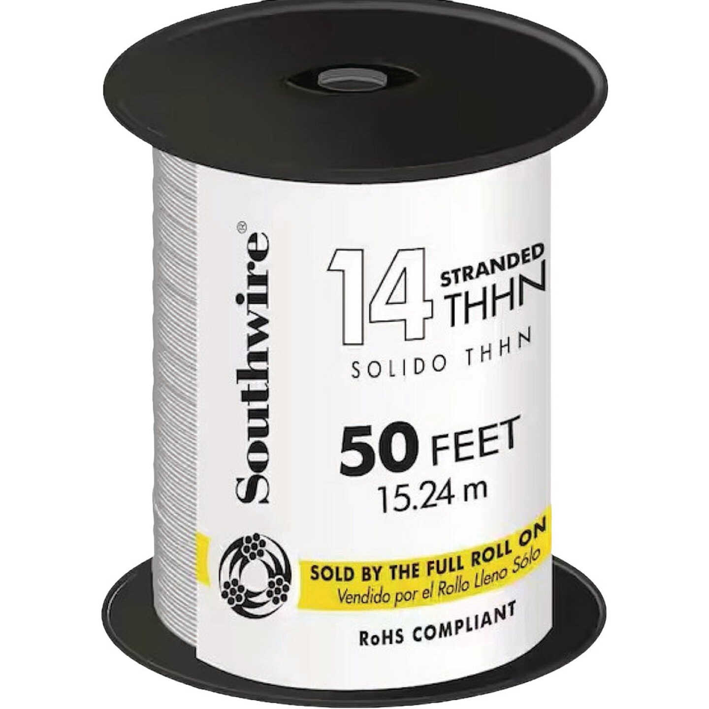 Southwire 50 Ft. 14 AWG Stranded White THHN Electrical Wire Image 1