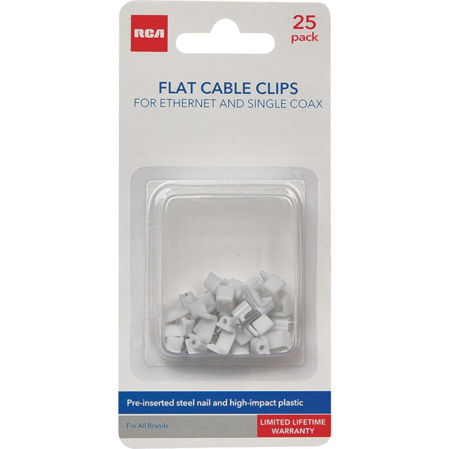 RCA Steel & Plastic Flat Cable Clips (25-Pack) Image 1
