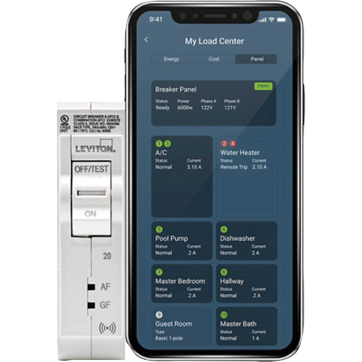 Leviton 2nd Gen 20A 1-Pole Smart Circuit Breaker Image 1