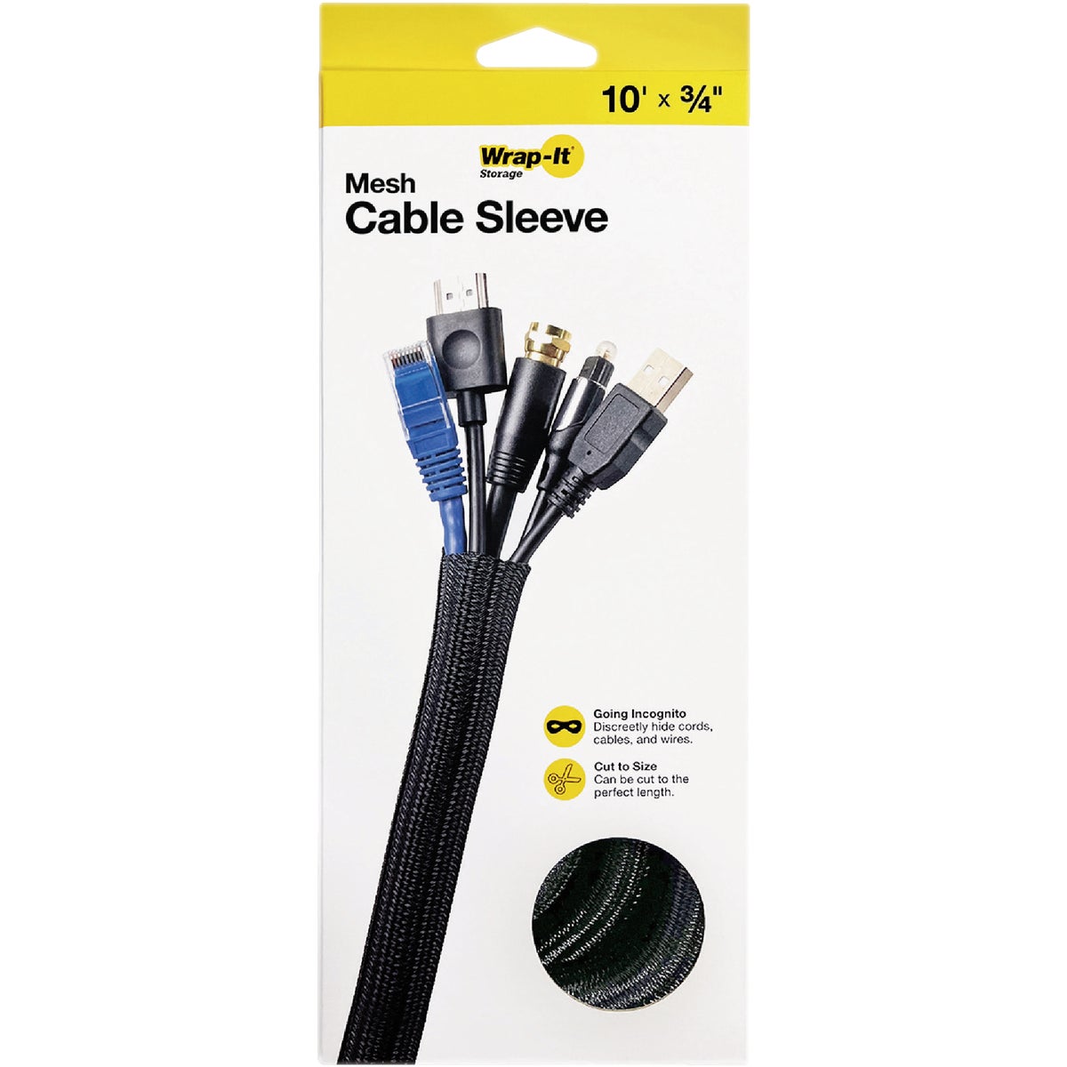 Wrap-It Storage 10 Ft. x 3/4 In. Black Mesh Cable Sleeve Image 2