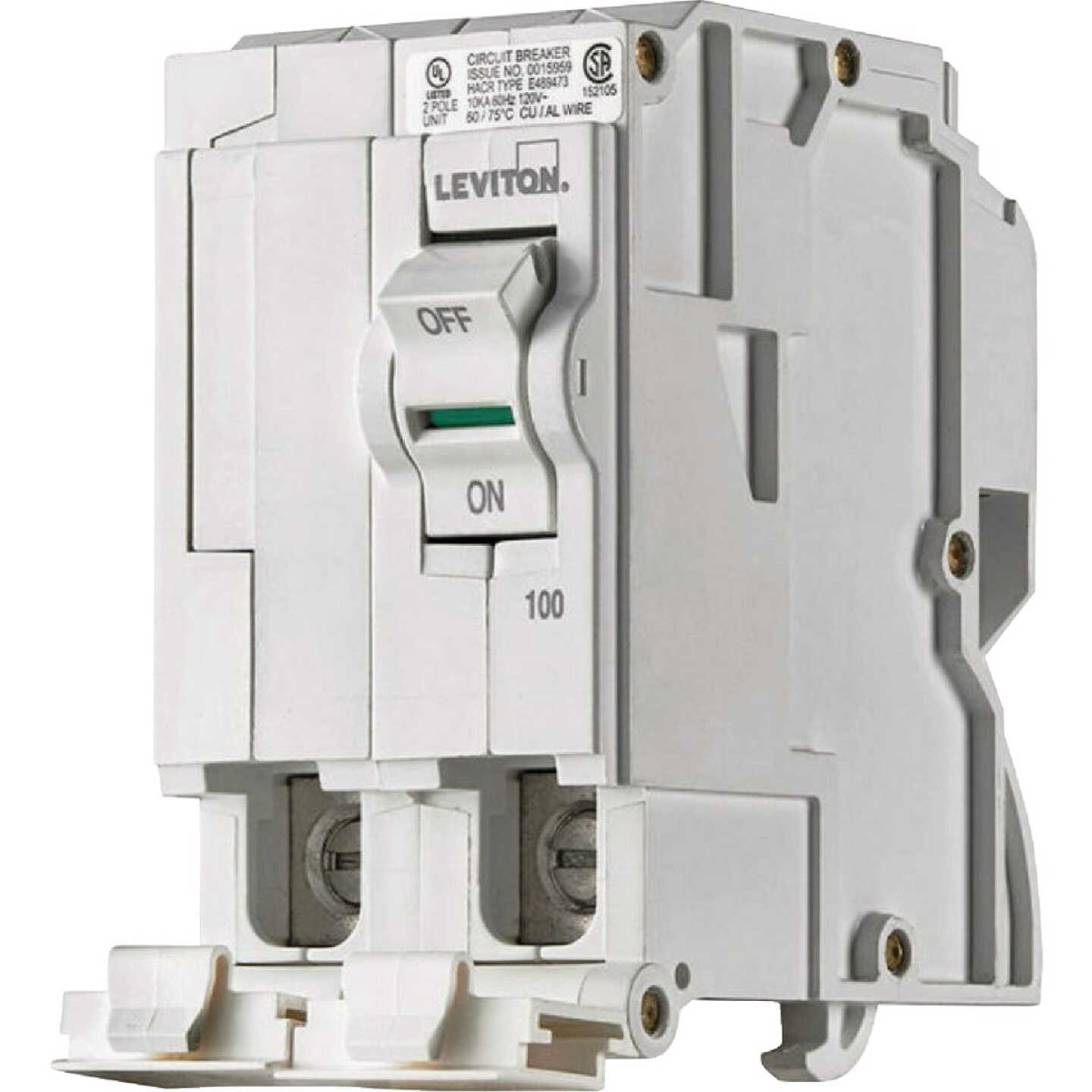 Leviton 100A Double-Pole Plug-On Standard Branch Thermal Magnetic Trip Circuit Breaker Image 2
