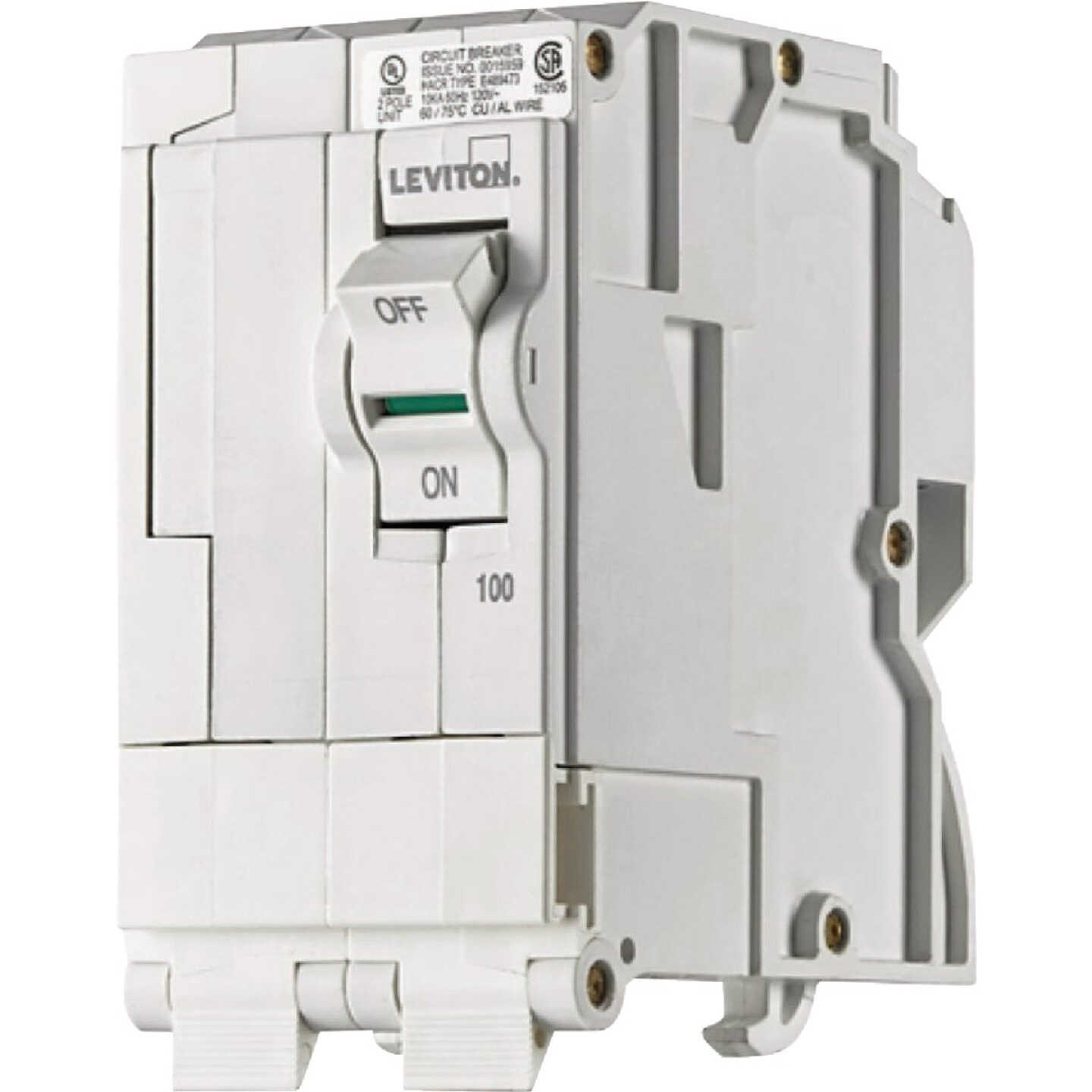 Leviton 100A Double-Pole Plug-On Standard Branch Thermal Magnetic Trip Circuit Breaker Image 1