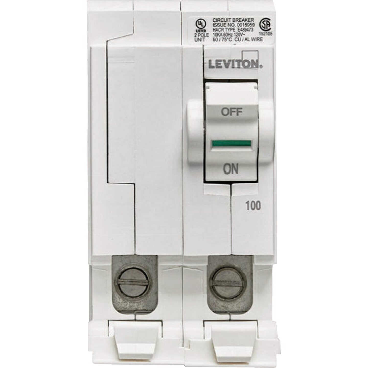 Leviton 100A Double-Pole Plug-On Standard Branch Thermal Magnetic Trip Circuit Breaker Image 4