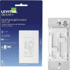 Leviton Decora SureSlide Fan & Incandescent/Halogen/LED Light White Slide Dimmer Switch Image 1